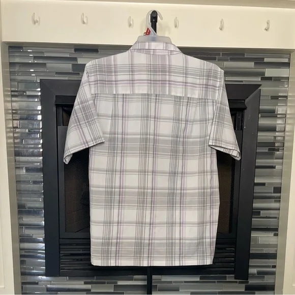 Mens George Plaid Button Up T-Shirt Short Sleeve, Size L - Picture 2 of 5
